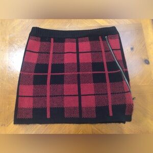 Red and Black Plaid Skirt with Zipper Details Size M